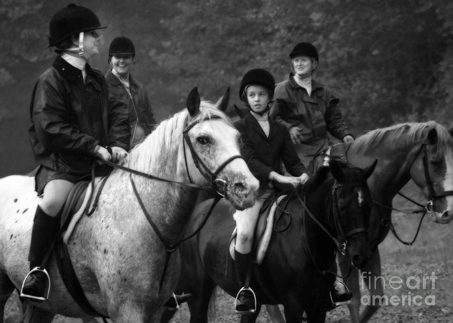 Foxhunting Black and White Photograph by Angela Rath
