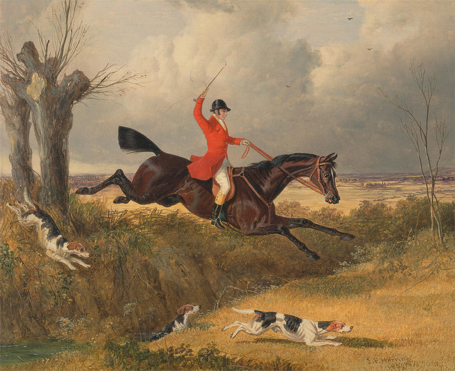 Foxhunting Clearing a Ditch Painting by Celestial Images