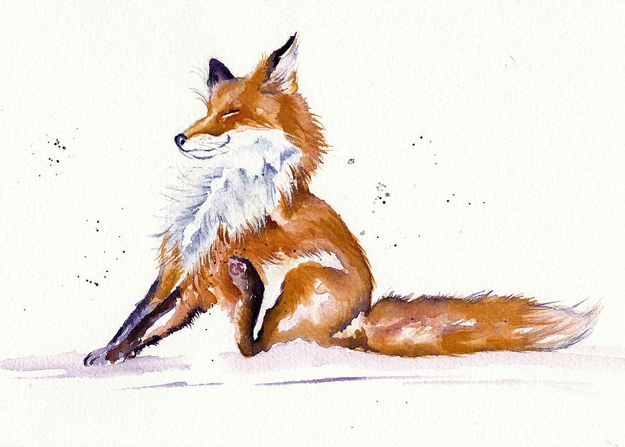 Foxy Flea Magnet Painting by Debra Hall