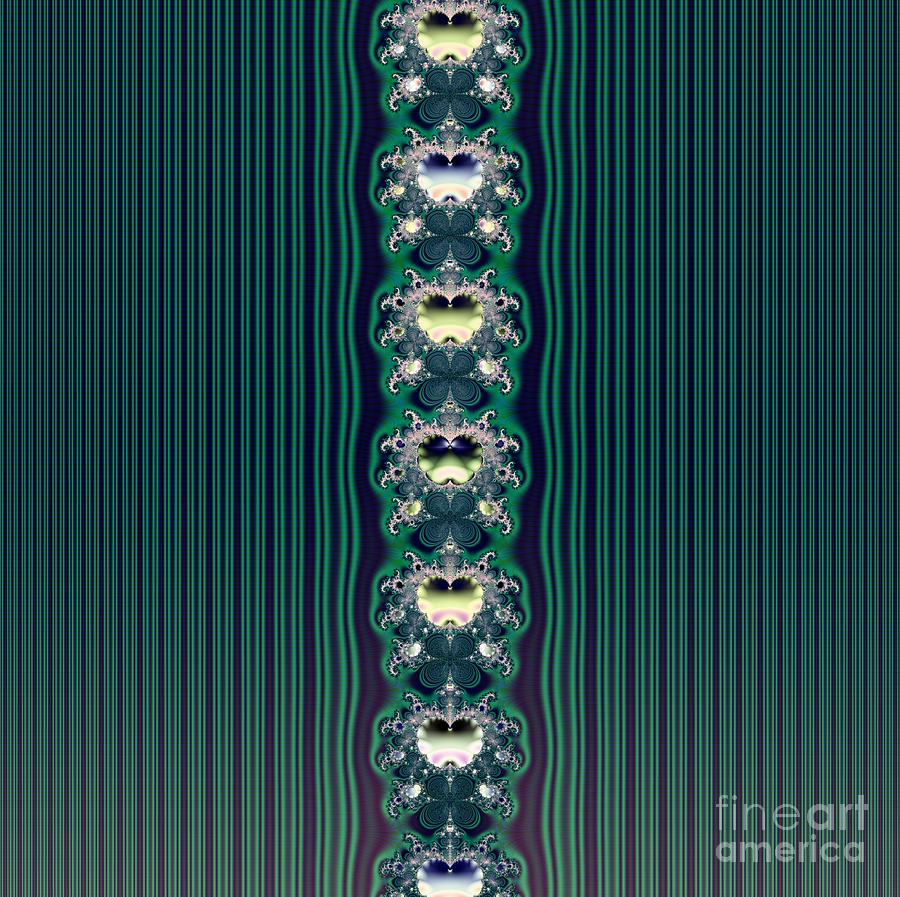 Fractal 43 Aqua Butterflies and Stripes Wallpaper Digital Art by Rose Santuci-Sofranko