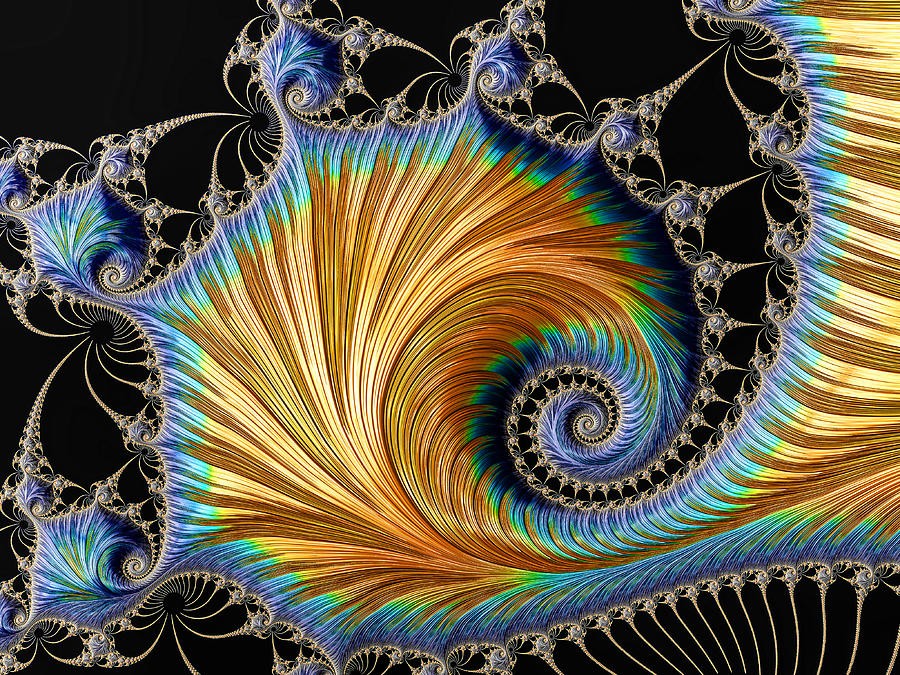 Fractal Art - Blue and Gold Digital Art by HH Photography of Florida
