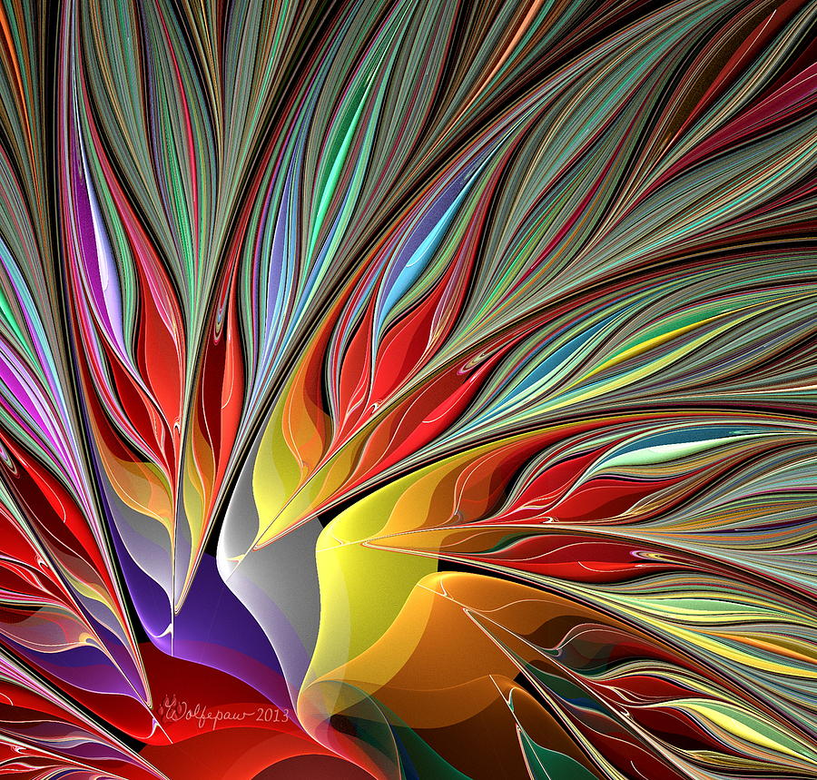 Abstract Digital Art - Fractal Bird of Paradise Redux 2 by Peggi Wolfe