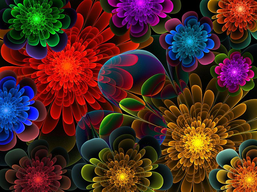 Abstract Digital Art - Fractal Bouquet by Lyle Hatch