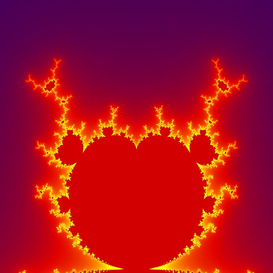 Abstract Digital Art - Fractal burning heart by Miroslav Nemecek