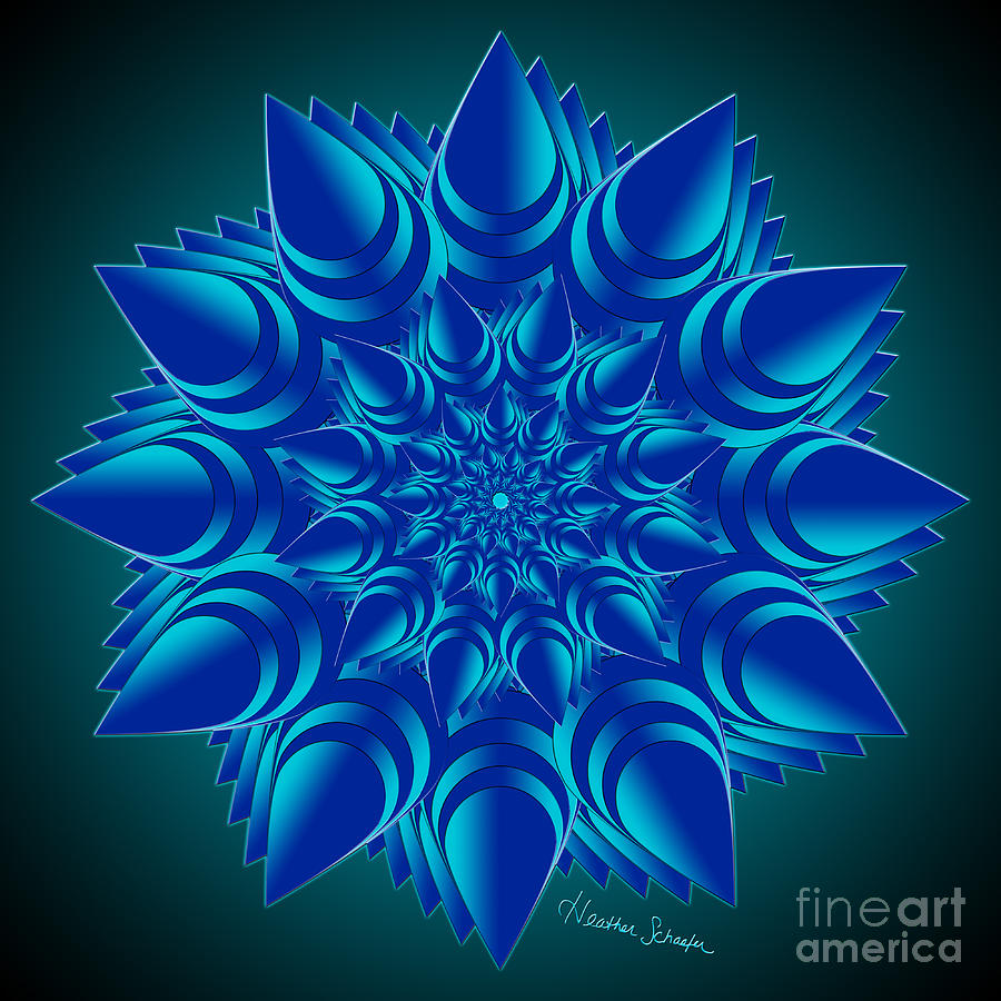 Fractal Flower in Blue Digital Art by Heather Schaefer
