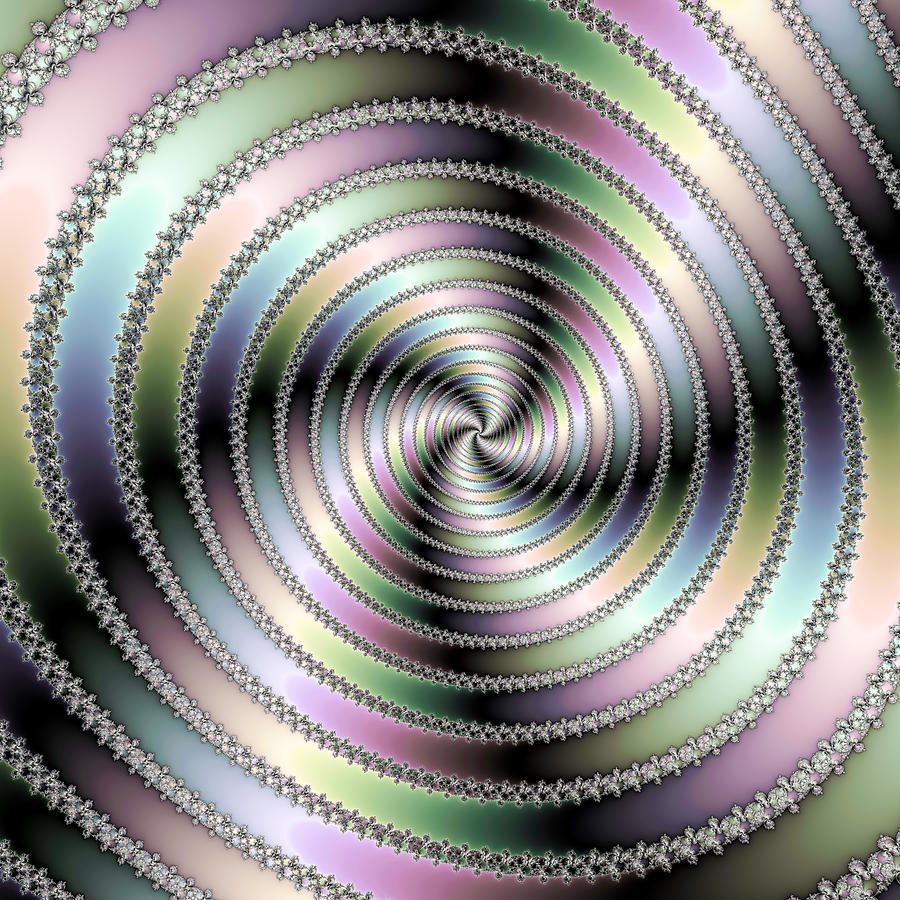 Fractal op art hypnotizing spiral Digital Art by Matthias Hauser