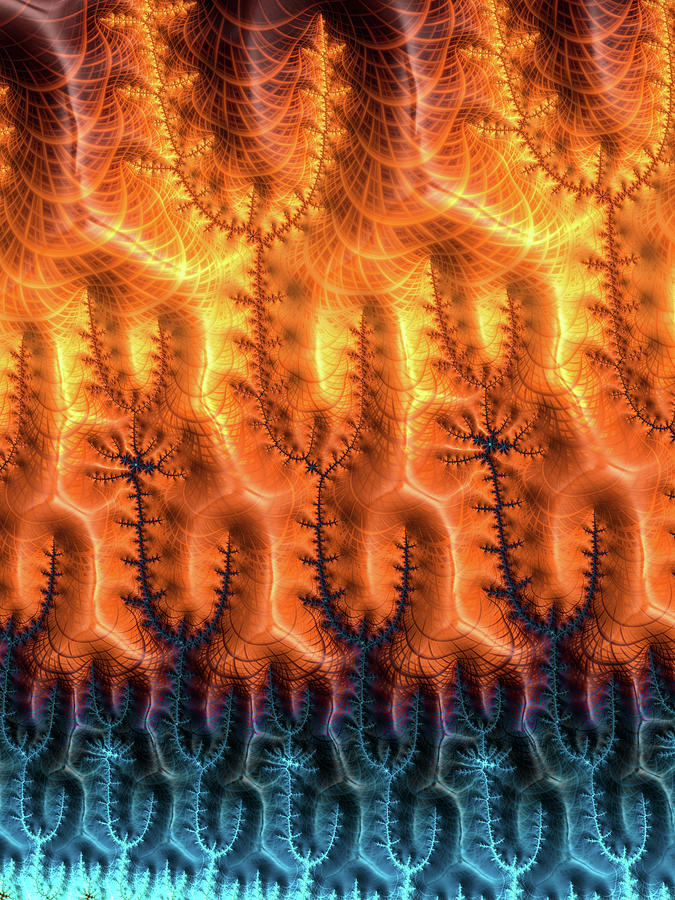 Fractal pattern orange brown aqua blue Digital Art by Matthias Hauser