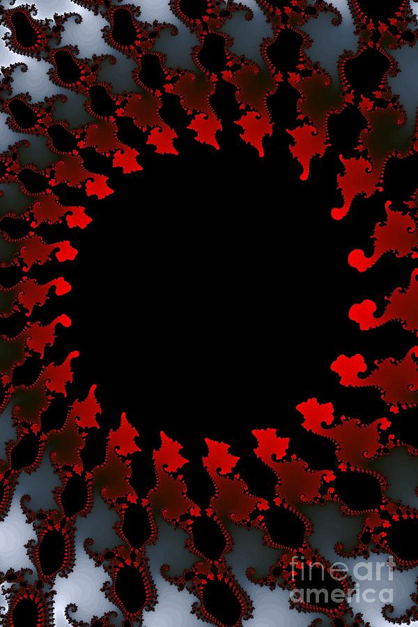 Fractal Red Black White Digital Art