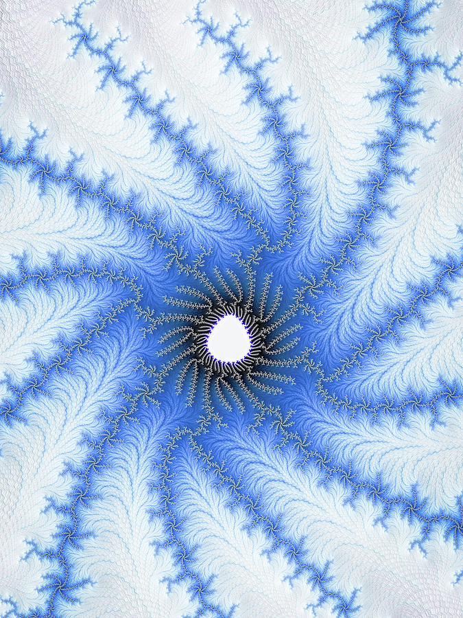 Fractal spiral blue and white winter colors Digital Art by Matthias Hauser