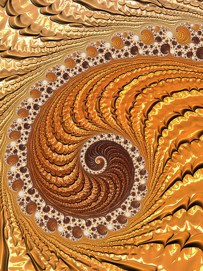 Fractal spiral golden and luxe horizontal Digital Art by Matthias Hauser