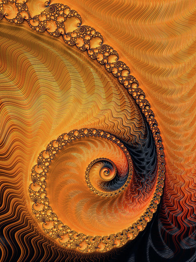 Fractal spiral orange and brown Digital Art by Matthias Hauser