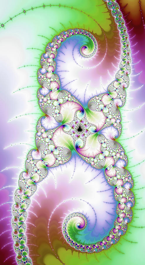 Fractal spirals purple and green tones Digital Art by Matthias Hauser