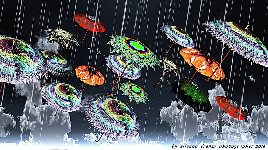 Surrealism Digital Art - Fractals umbrellas in the rain by Silvano Franzi
