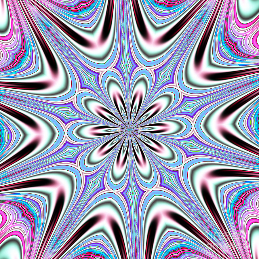 Fractalscope Flower 3 In Pink Blue Green And White Digital Art by Rose Santuci-Sofranko