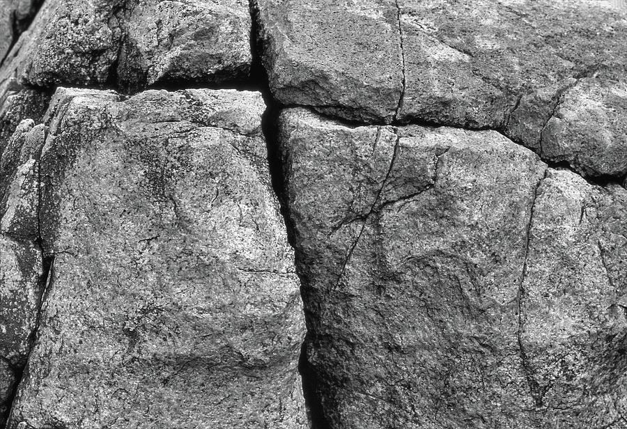 Fractures In The Pink Rock BW  Photograph by Lyle Crump