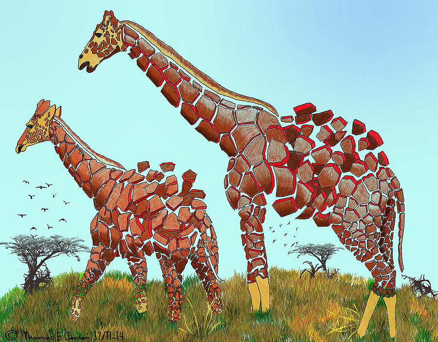 Fragmented Giraffes  Painting by ThomasE Jensen
