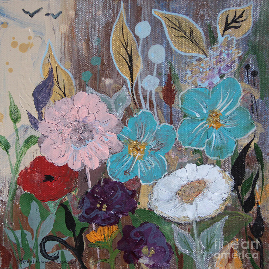 Fragrant Flowers and Golden Leaves  Painting by Robin Pedrero