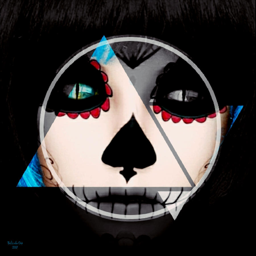 Framed Blue Hiar Skull Girl Digital Art by Artful Oasis