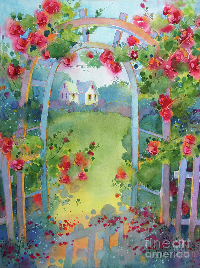 Framed by the Roses Painting by Joyce Hicks