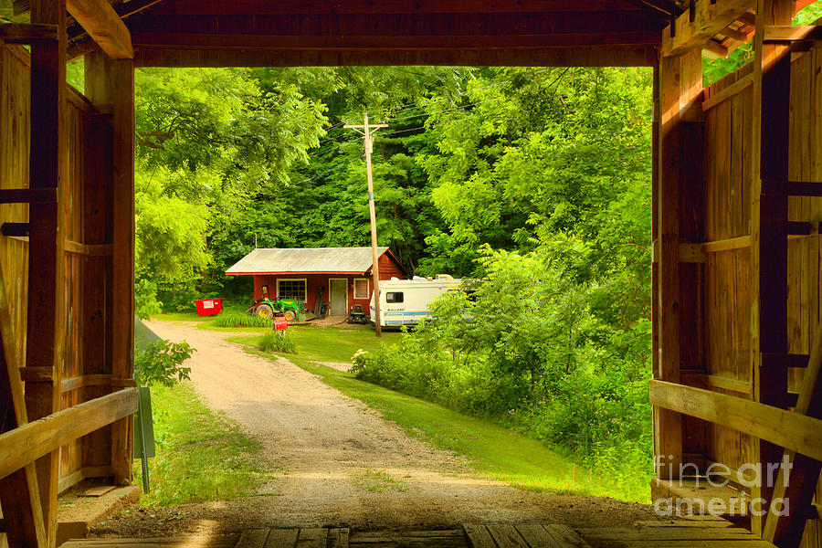 Framed By The Wilkins Mill Covered Bridge Photograph by Adam Jewell
