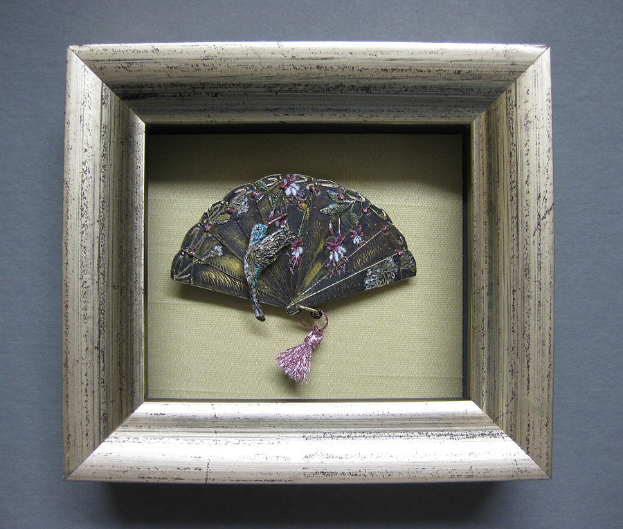 Framed Hummingbird with Fushia Relief by Brenda Berdnik