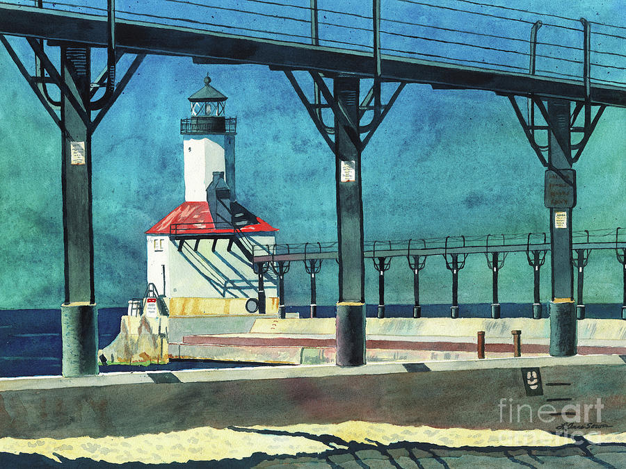 Framed Lighthouse Painting by LeAnne Sowa