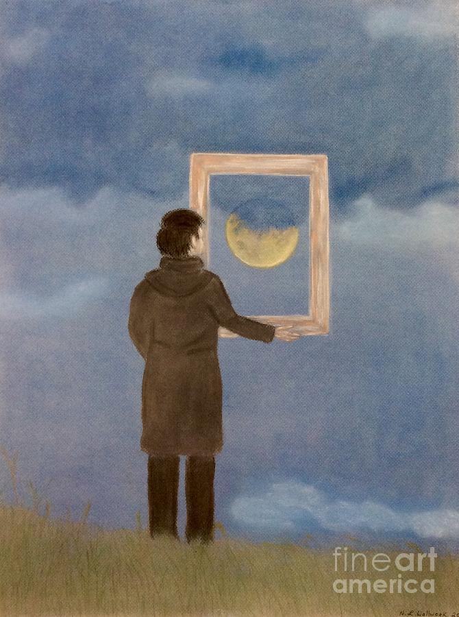 Framed Moon Pastel by Natalia Wallwork