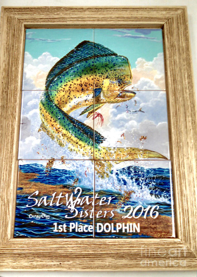 Dolphin Digital Art - Framed Tile Trophies by Carey Chen