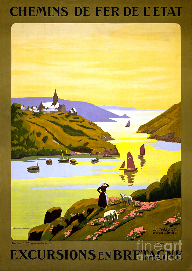 Vintage Painting - France Bretagne Vintage Travel Poster Restored by Vintage Treasure