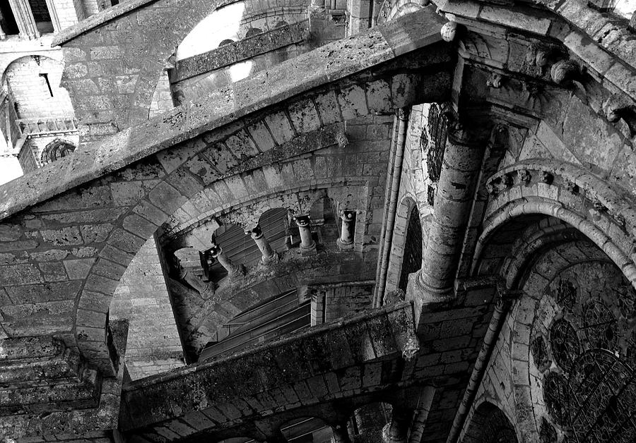France - Chartres Cathedral - B/W Photograph by Jacqueline M Lewis