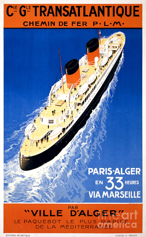 Vintage Painting - France Cruise Vintage Travel Poster Restored by Vintage Treasure