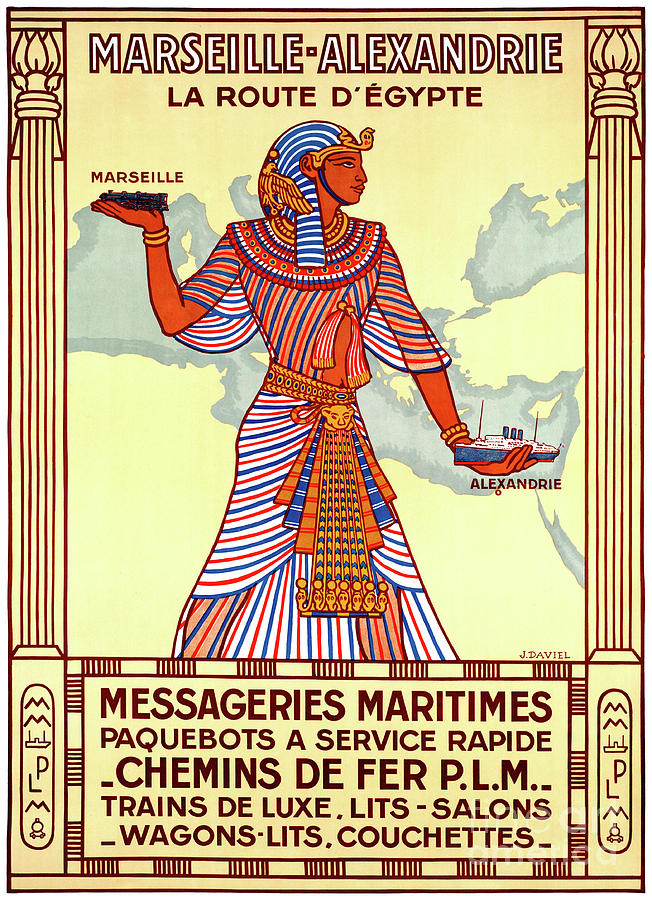Vintage Mixed Media - France Egypt Restored Vintage Travel Poster by Vintage Treasure
