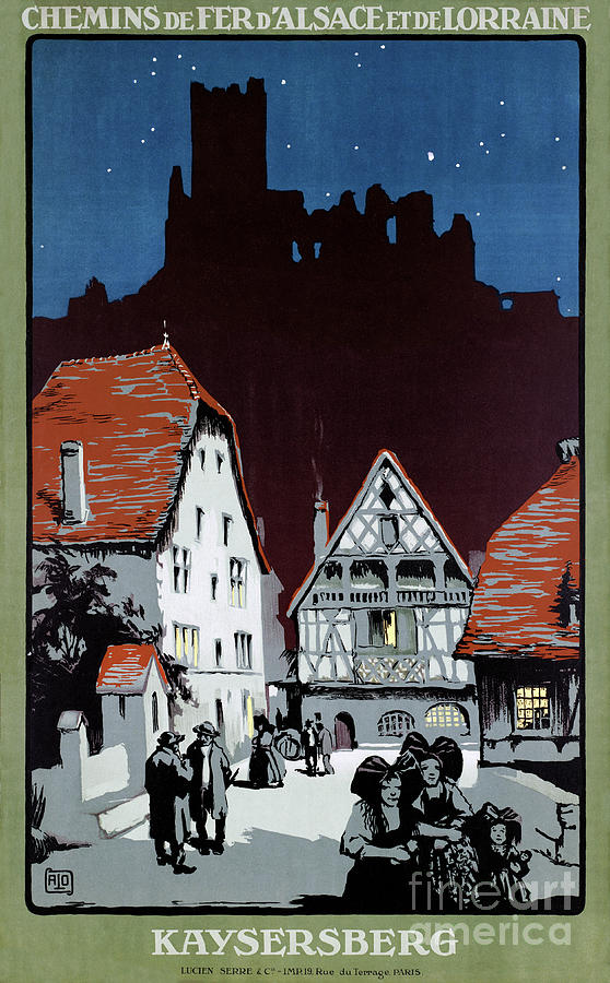 Vintage Mixed Media - France Kaysersberg Restored Vintage Travel Poster by Vintage Treasure