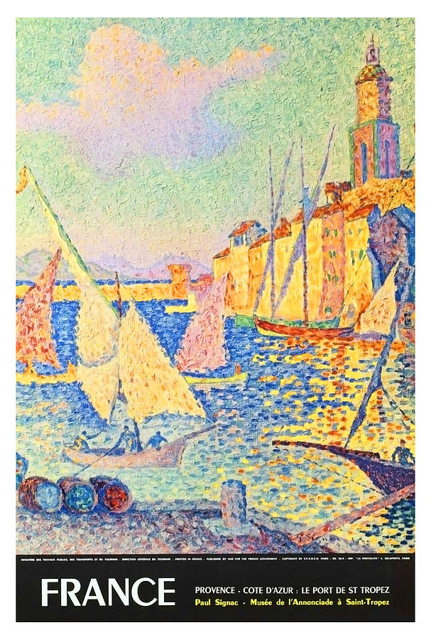 France, sailing boats, french riviera, painting poster Painting by Long Shot