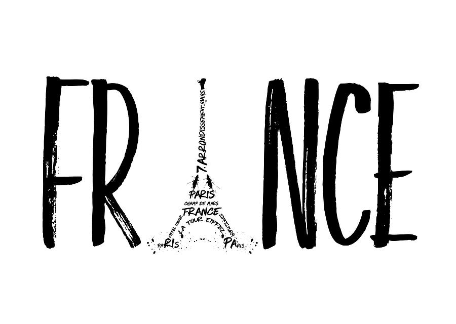 Paris Digital Art - FRANCE Typography by Melanie Viola
