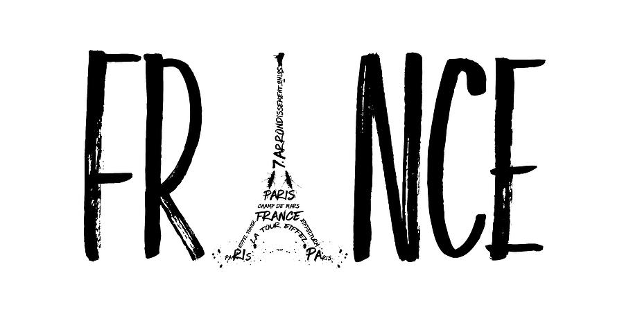 Paris Digital Art - FRANCE Typography Panoramic by Melanie Viola