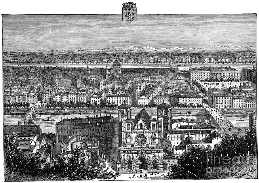 FRANCE, VIEW OF LYON, c1894 - to license for professional use visit GRANGER.com Drawing by Granger
