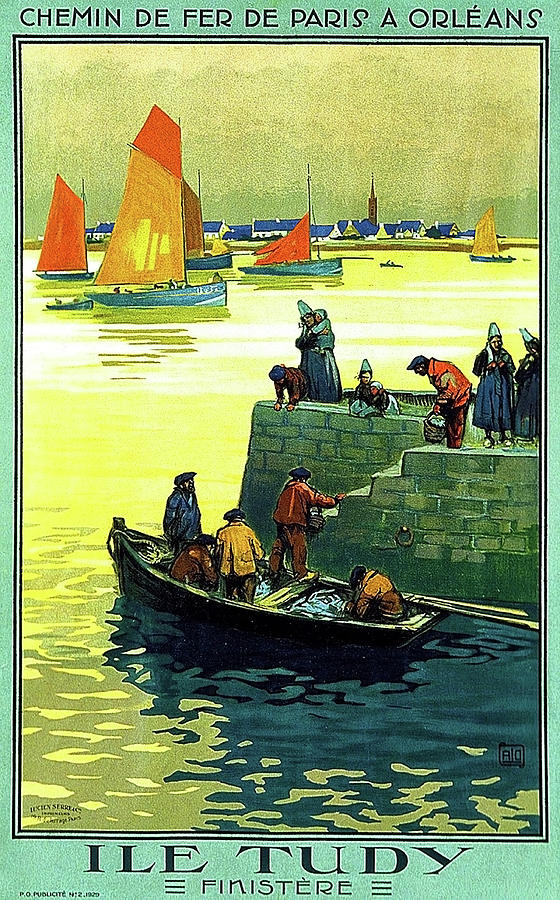 France, vintage travel poster, sailing boats Painting by Long Shot