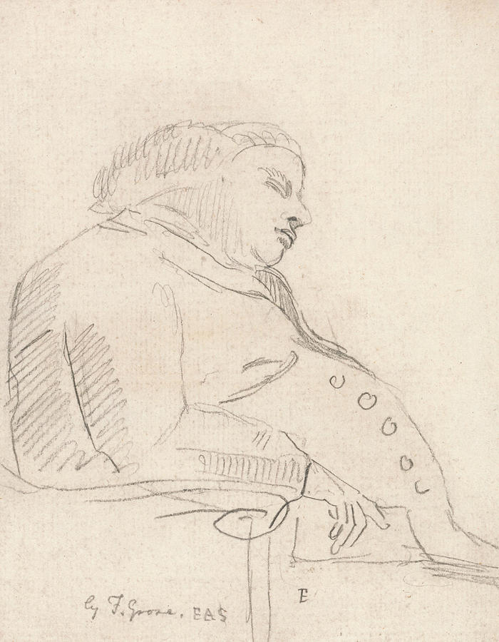 Francis Grose Asleep in a Chair Drawing by Paul Sandby
