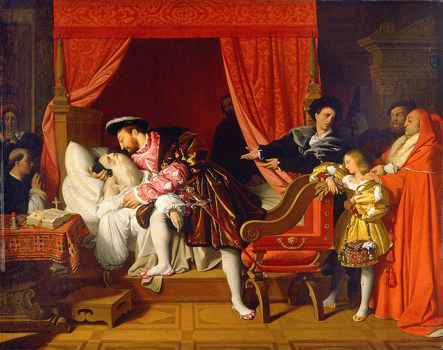 Francis I Receives the Last Breaths of Leonardo da Vinci Painting by Jean-Auguste-Dominique Ingres