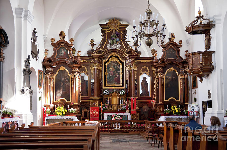 Architecture Photograph - Franciscan Monastery church interior by Arletta Cwalina