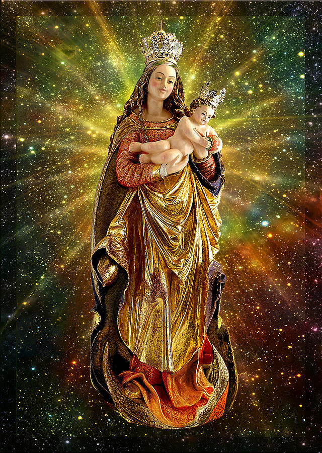 Franconian Madonna and infant Jesus Mixed Media by Ananda Vdovic