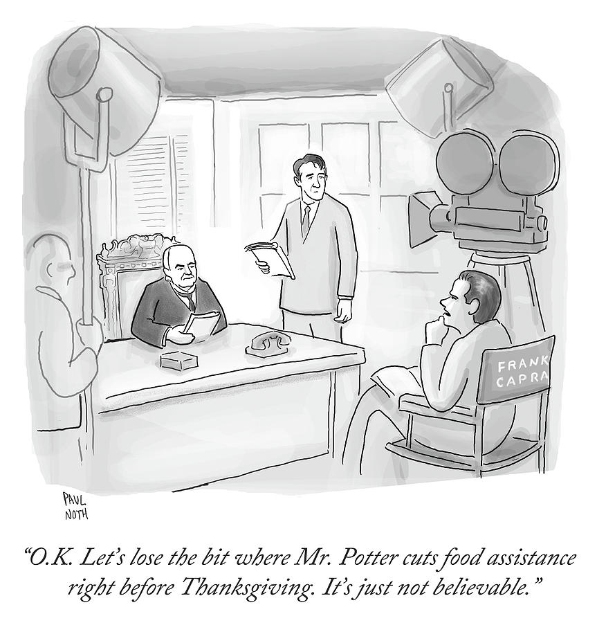 Frank Capra Filming Mr Potter Drawing by Paul Noth