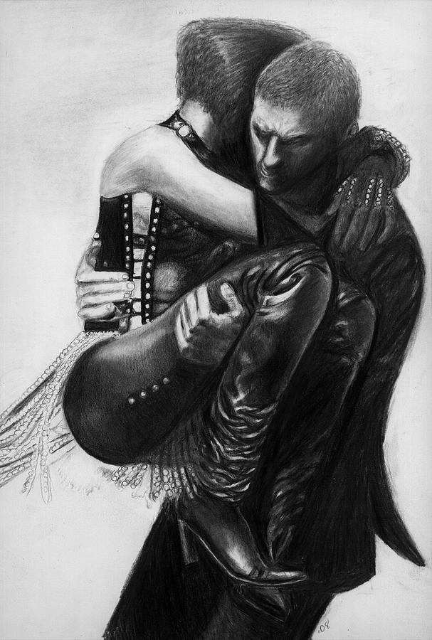 Kevin Costner Drawing - Frank Farmer and Rachel Marron THE BODYGUARD  Movie by Carliss Mora