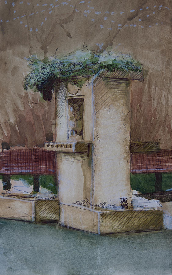 Chicago Painting - Frank Lloyd Wright - Richard Bock Fountain by Ted Gordon