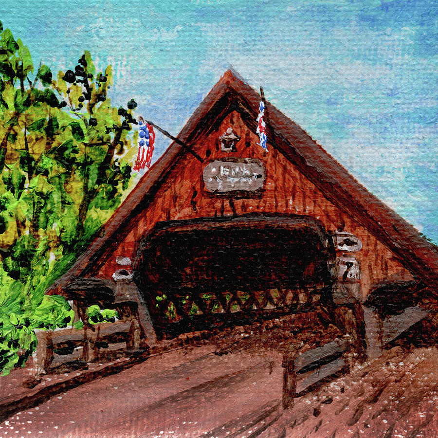 Frankenmuth Michigan Wooden Bridge Impressionistic Landscape XI Painting by Irina Sztukowski
