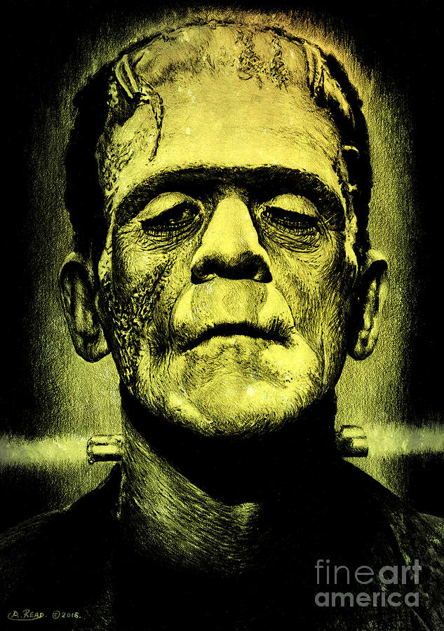 Frankenstein green glow version Drawing by Andrew Read