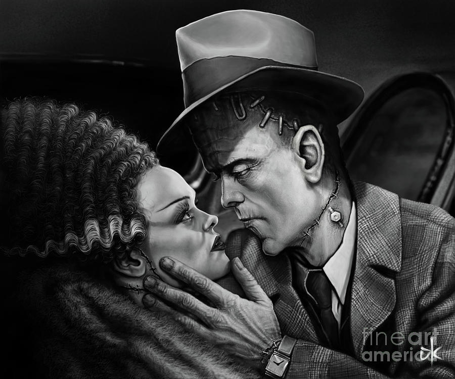 Frankenstein Digital Art - Dont Bogart My Bride by Andre Koekemoer