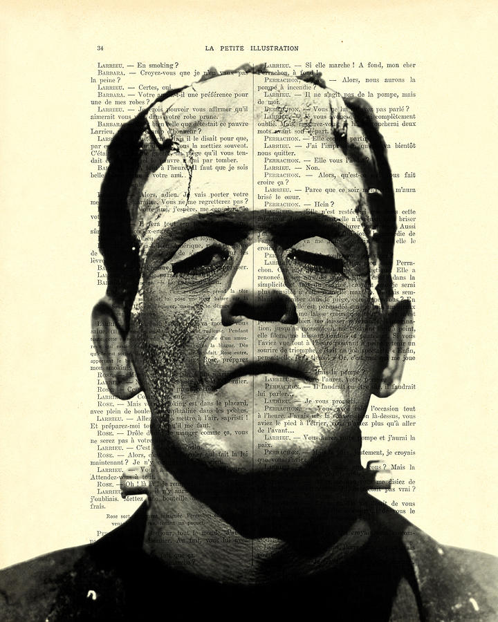 Scarface Digital Art - Frankenstein on dictionary page by Madame Memento