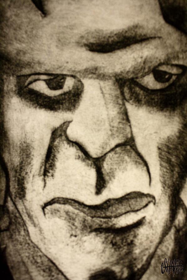 Frankenstein Scratch Print Drawing by Sam Hane
